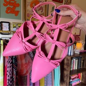 NEW ASOS Pink Bow Pointed Ballet Flats